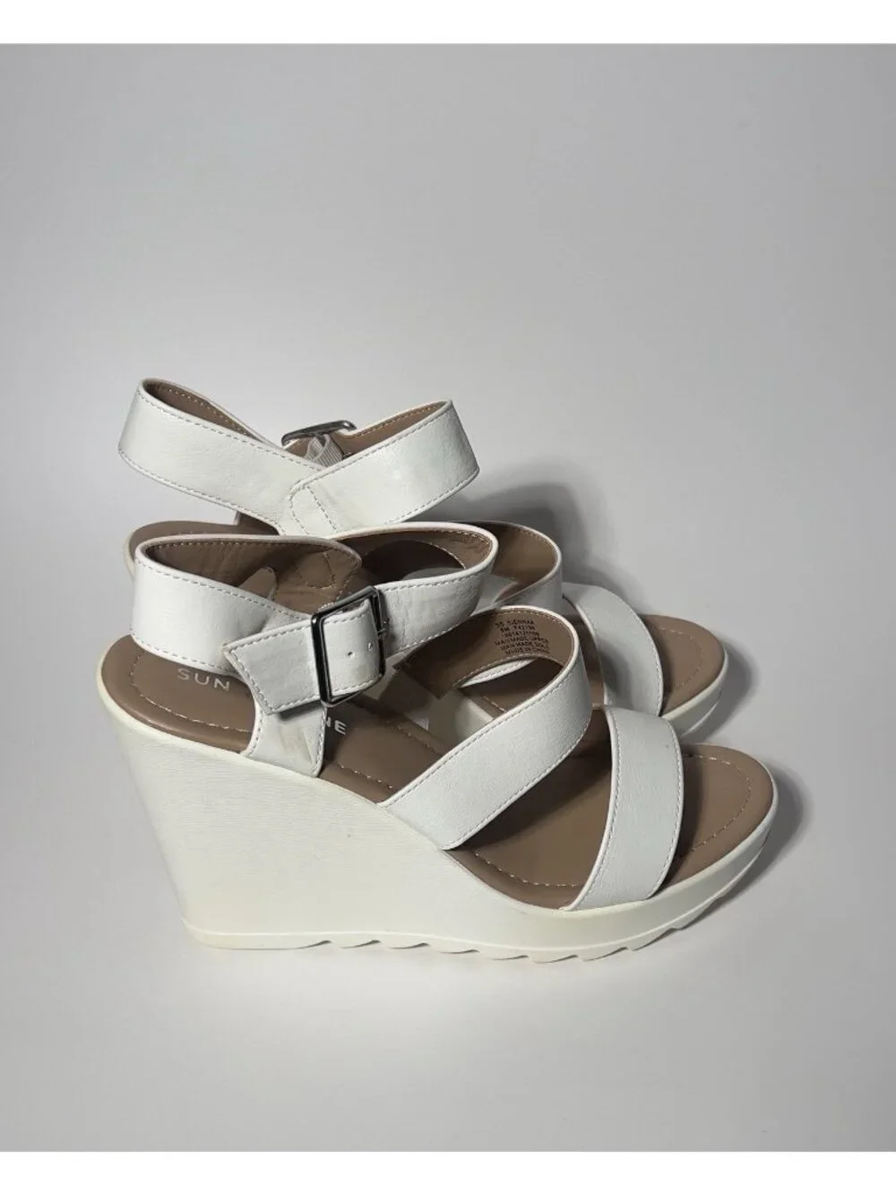 Sun + Stone Siennaa White Platform Wedge Sandals Women’s 8M